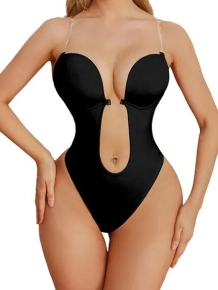 Rugloze Corrigerende Body met Diep Decolleté