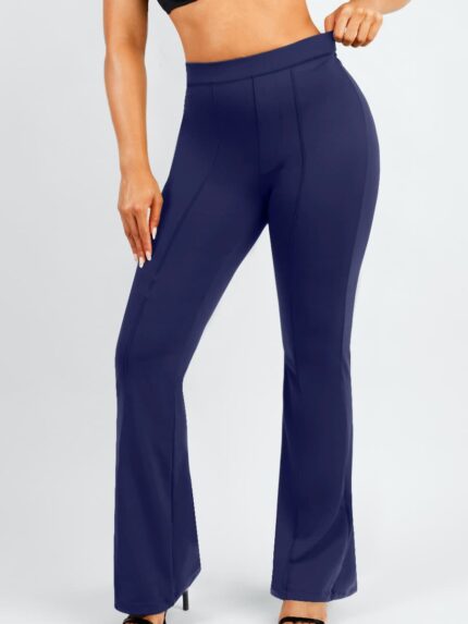 Blauwe flared shaping broek vooraanzicht