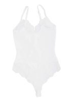 Witte body plat met string en drukknoopsluiting.