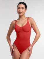 Naadloze Cami Thong Bodysuit met Uitneembare Pads
