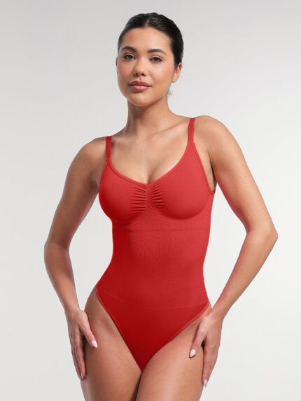 Naadloze Cami Thong Bodysuit met Uitneembare Pads – Colombian Shapewear by Curviery