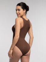 Geribbelde Mouwloze Shaping Brief Bodysuit met Ritssluiting - Afbeelding 4