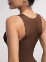 Geribbelde Mouwloze Shaping Brief Bodysuit met Ritssluiting - Afbeelding 5