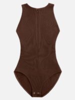 Geribbelde Mouwloze Shaping Brief Bodysuit met Ritssluiting - Afbeelding 7